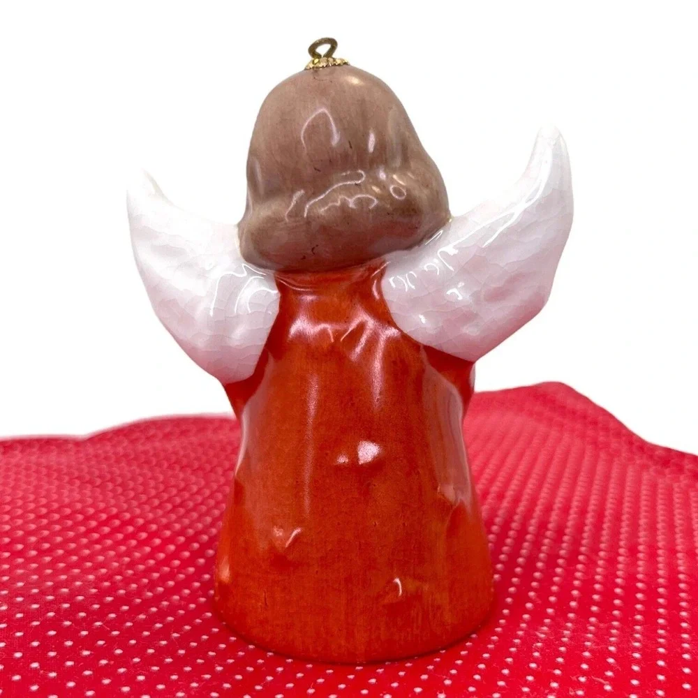 1980 Goebel Angel‎ Bell Christmas Tree Ornament 5th Ed. Orange Holding Saxophone